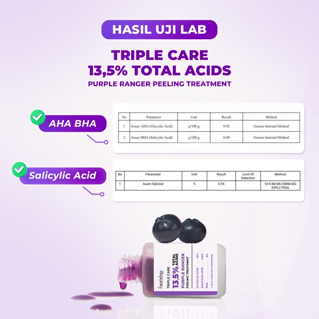 facetology triple care 13.5% total acids purple ranger peeling treatment serum 20ml/serum wajah facetology triple care 13.5% total acids purple ranger peeling treatment serum 20ml/serum wajah