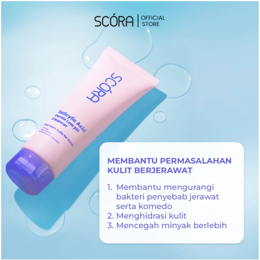 scora salicylic acid gentle low ph cleanser 100ml/pembersih wajah scora salicylic acid gentle low ph cleanser 100ml/pembersih wajah