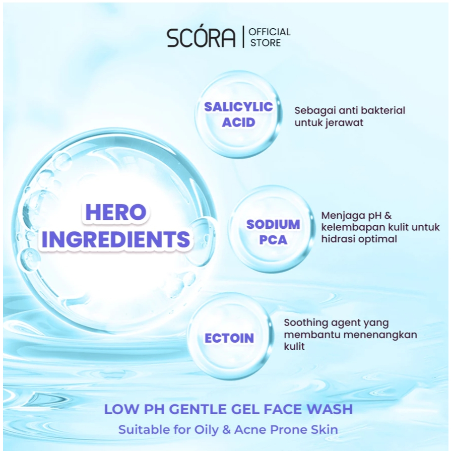 scora salicylic acid gentle low ph cleanser 100ml/pembersih wajah scora salicylic acid gentle low ph cleanser 100ml/pembersih wajah