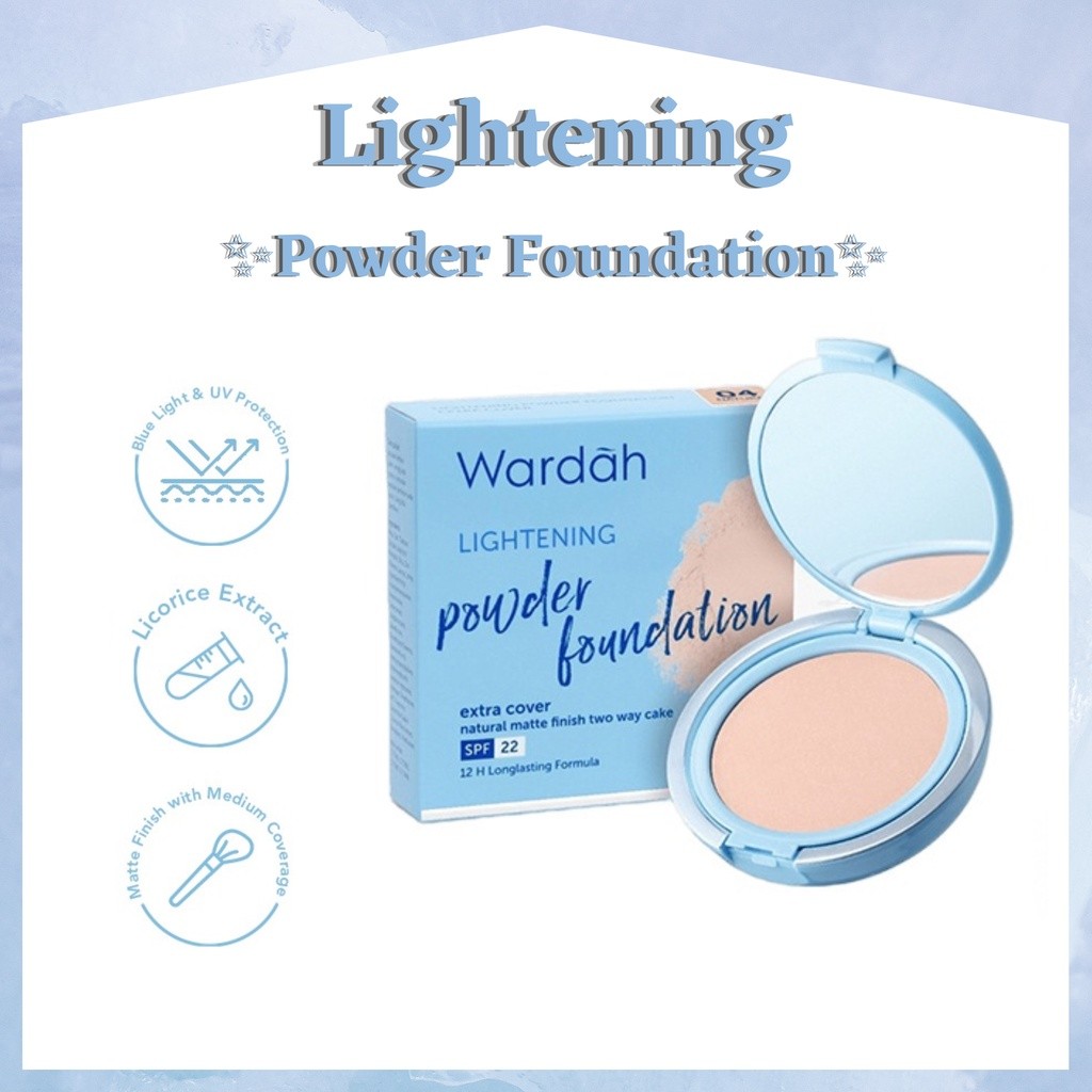 wardah lightening powder foundation light feel and extra cover/bedak/foundation wardah lightening powder foundation light feel and extra cover/bedak/foundation