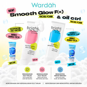 wardah perfect bright now smooth glow/oil control/cooling bright jelly facial foam 100ml