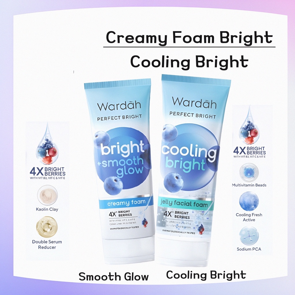 wardah perfect bright now smooth glow/oil control/cooling bright jelly facial foam 100ml wardah perfect bright now smooth glow/oil control/cooling bright jelly facial foam 100ml