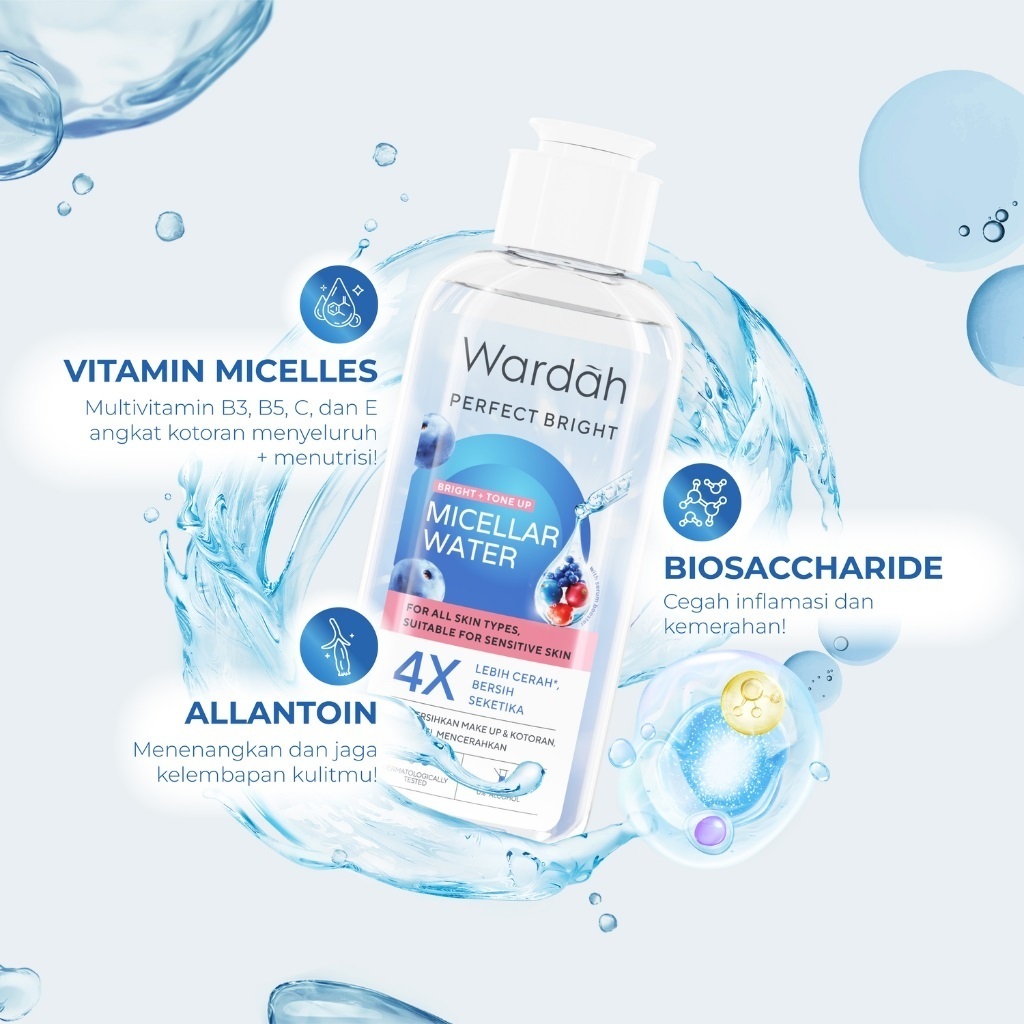 wardah perfect bright tone up micellar water 100ml/pembersih make up wardah perfect bright tone up micellar water 100ml/pembersih make up