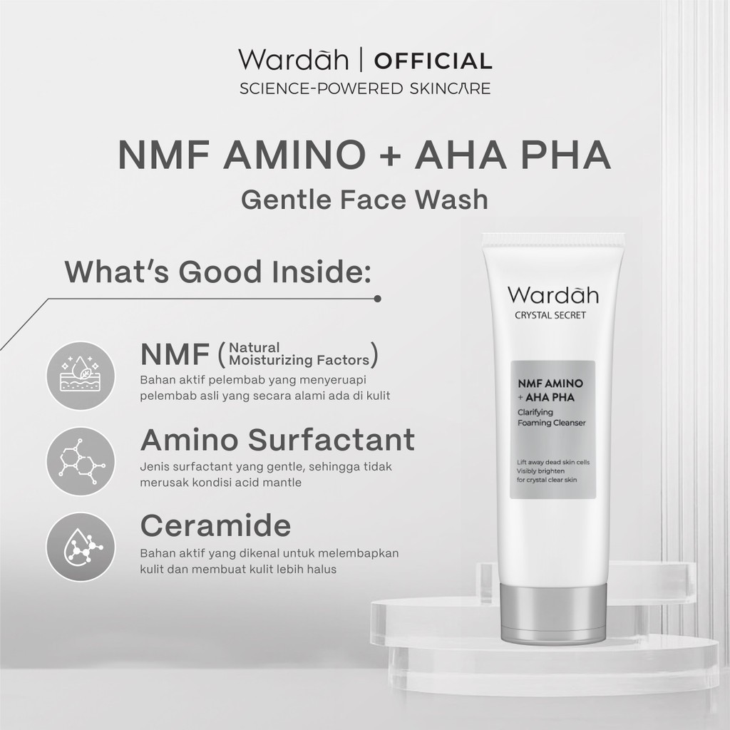 wardah crystal secret nmf amino aha pha clarifying foaming cleanser 100ml/pembersih wajah wardah crystal secret nmf amino aha pha clarifying foaming cleanser 100ml/pembersih wajah