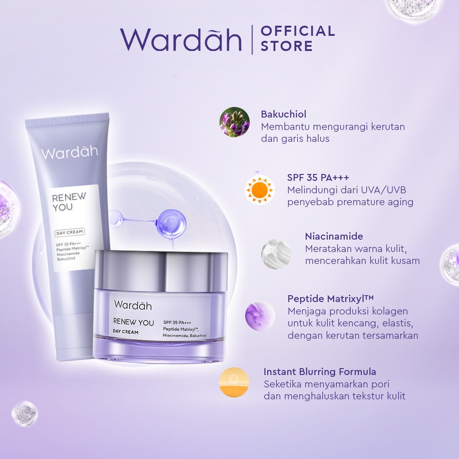 wardah renew you ceramide matrixyl spf 35 pa+++ day moisturizer 15g and 30g/pelembab wajah wardah renew you ceramide matrixyl spf 35 pa+++ day moisturizer 15g and 30g/pelembab wajah