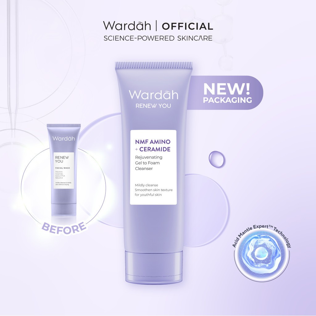 wardah renew you nmf amino ceramide rejuvenating gel to foam cleanser 100ml/pembersih wajah wardah renew you nmf amino ceramide rejuvenating gel to foam cleanser 100ml/pembersih wajah