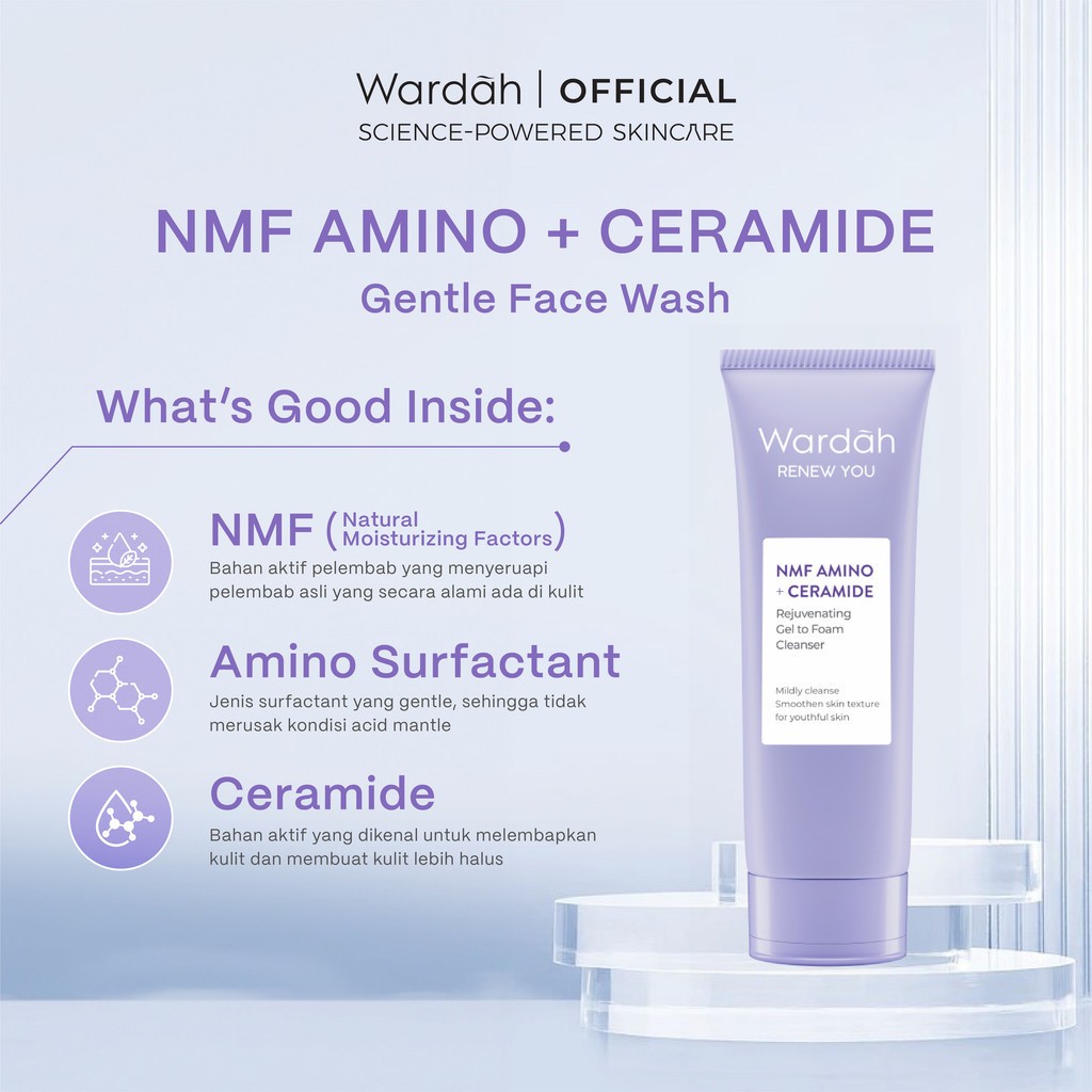 wardah renew you nmf amino ceramide rejuvenating gel to foam cleanser 100ml/pembersih wajah wardah renew you nmf amino ceramide rejuvenating gel to foam cleanser 100ml/pembersih wajah