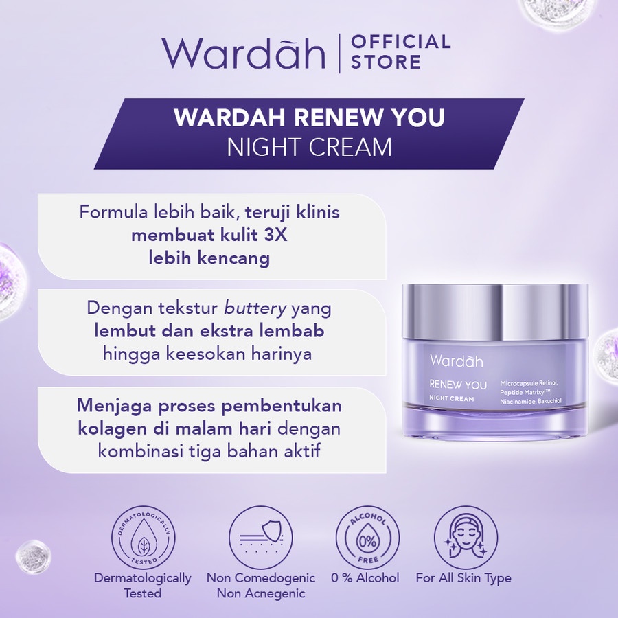 wardah renew you retinol microcaps firming rejuvenate night moisturizer 15g and 30g/pelembab wajah wardah renew you retinol microcaps firming rejuvenate night moisturizer 15g and 30g/pelembab wajah