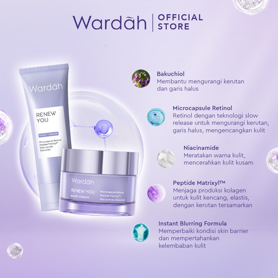 wardah renew you retinol microcaps firming rejuvenate night moisturizer 15g and 30g/pelembab wajah wardah renew you retinol microcaps firming rejuvenate night moisturizer 15g and 30g/pelembab wajah