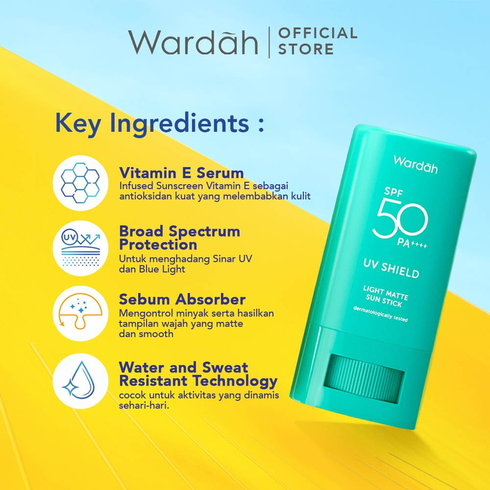 wardah uv shield light matte sun stick spf 50 pa+++ / sunscreen wajah wardah uv shield light matte sun stick spf 50 pa+++ / sunscreen wajah