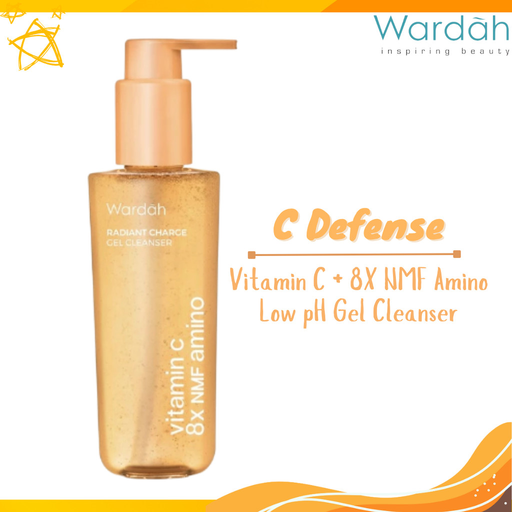 wardah vitamin c + 8x nmf amino radiant charge gel cleanser 120ml/pembersih wajah wardah vitamin c + 8x nmf amino radiant charge gel cleanser 120ml/pembersih wajah