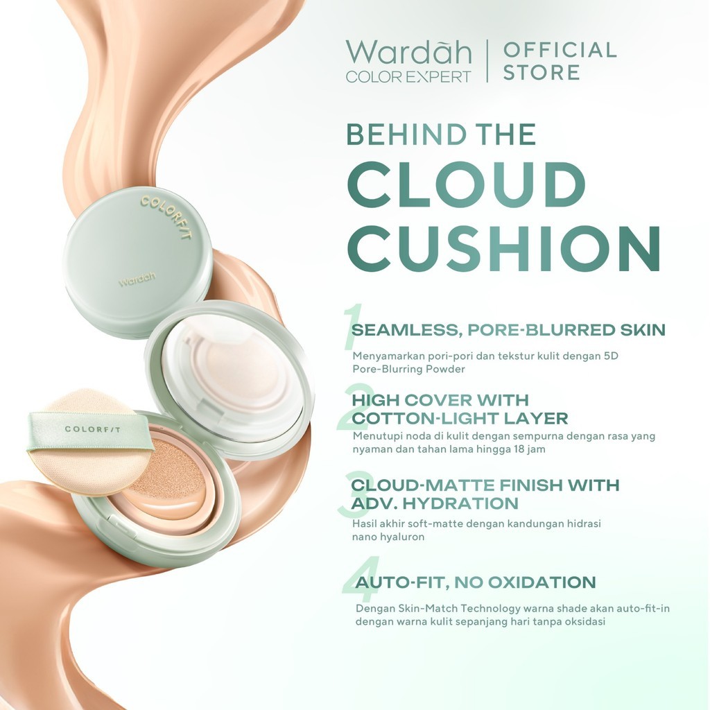 wardah colorfit 5d blur cloud cushion matte finish 18h spf 50 pa++++ 15gr wardah colorfit 5d blur cloud cushion matte finish 18h spf 50 pa++++ 15gr