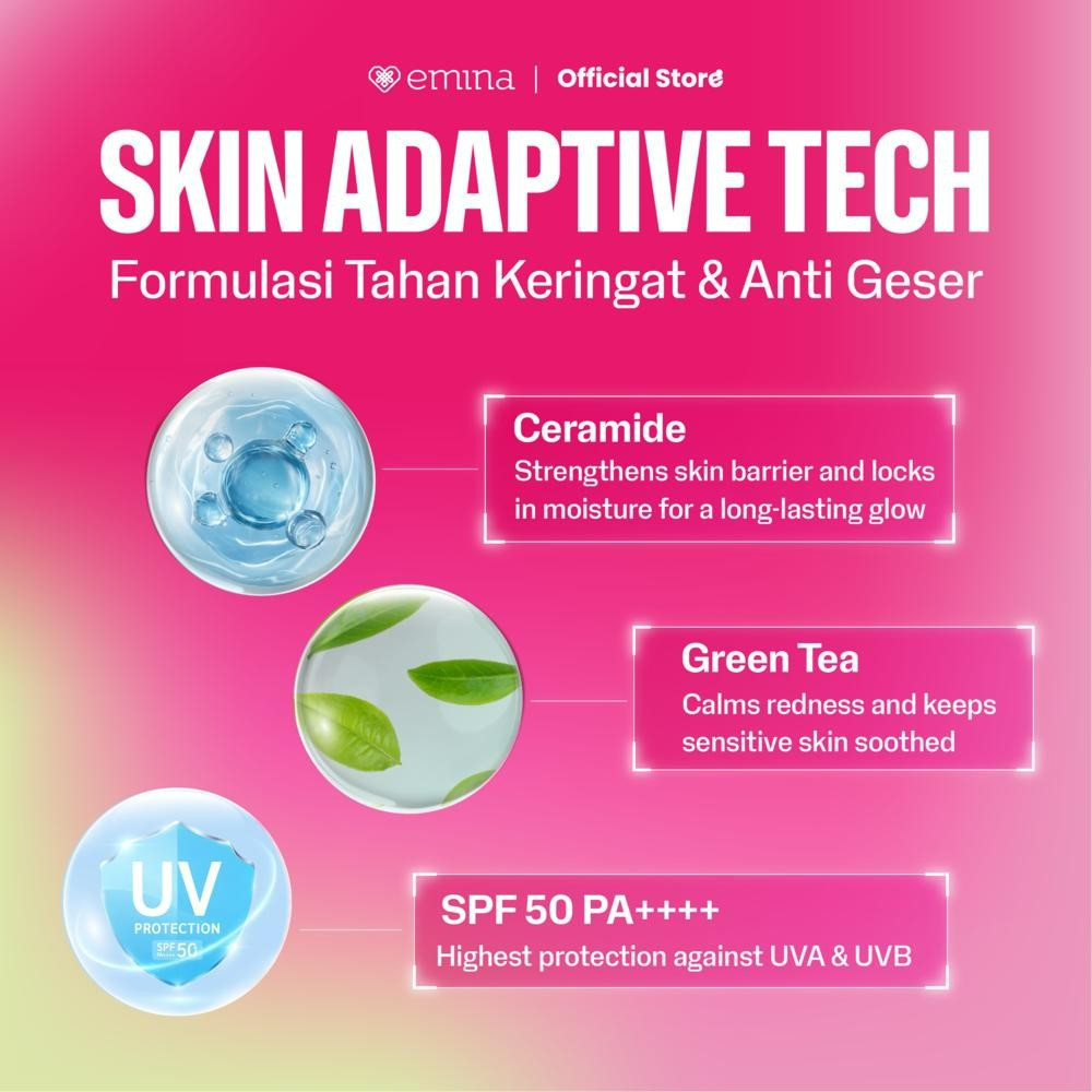 emina glow and matte 3in1 skincare cushion spf 50 pa++++ 13g/alas bedak emina glow and matte 3in1 skincare cushion spf 50 pa++++ 13g/alas bedak