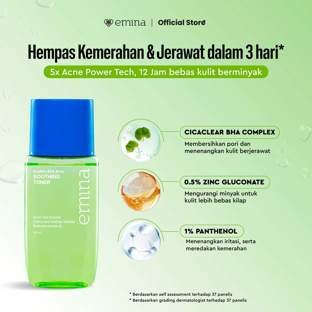 emina cica pro bha acne soothing toner 100ml/toner wajah emina cica pro bha acne soothing toner 100ml/toner wajah