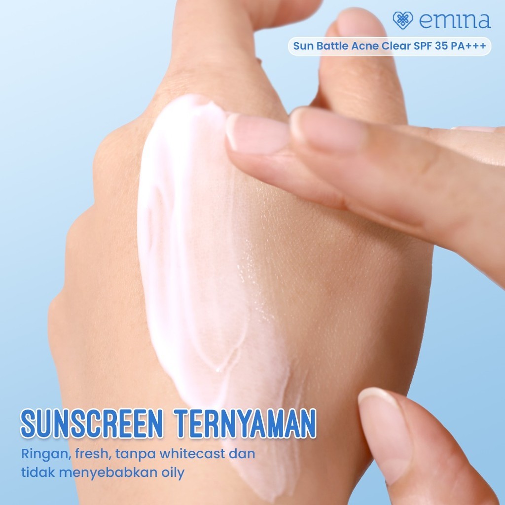 emina sun battle acne clear cica allantoin airy soothing sunscreen spf 35 pa+++ 50ml/tabir surya emina sun battle acne clear cica allantoin airy soothing sunscreen spf 35 pa+++ 50ml/tabir surya