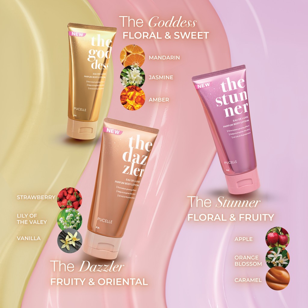 pucelle eau de luxe parfum body lotion 160ml/losion tubuh pucelle eau de luxe parfum body lotion 160ml/losion tubuh