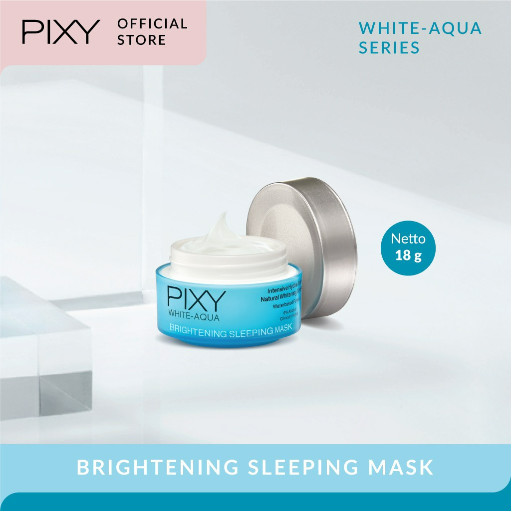 pixy white aqua brightening sleeping mask 18g/masker wajah pixy white aqua brightening sleeping mask 18g/masker wajah