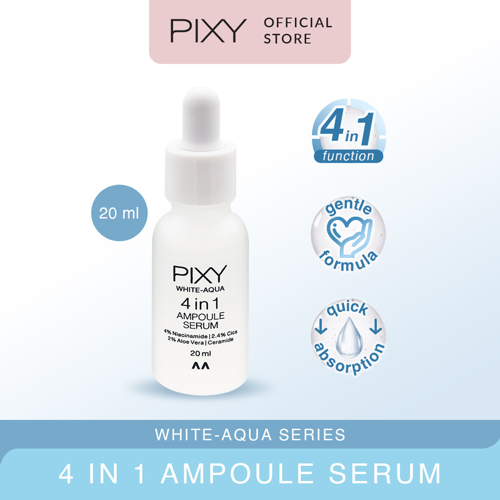 pixy white aqua 4 in 1 ampoule serum 20ml/serum wajah pixy white aqua 4 in 1 ampoule serum 20ml/serum wajah