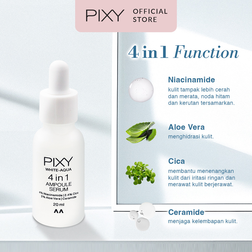 pixy white aqua 4 in 1 ampoule serum 20ml/serum wajah pixy white aqua 4 in 1 ampoule serum 20ml/serum wajah