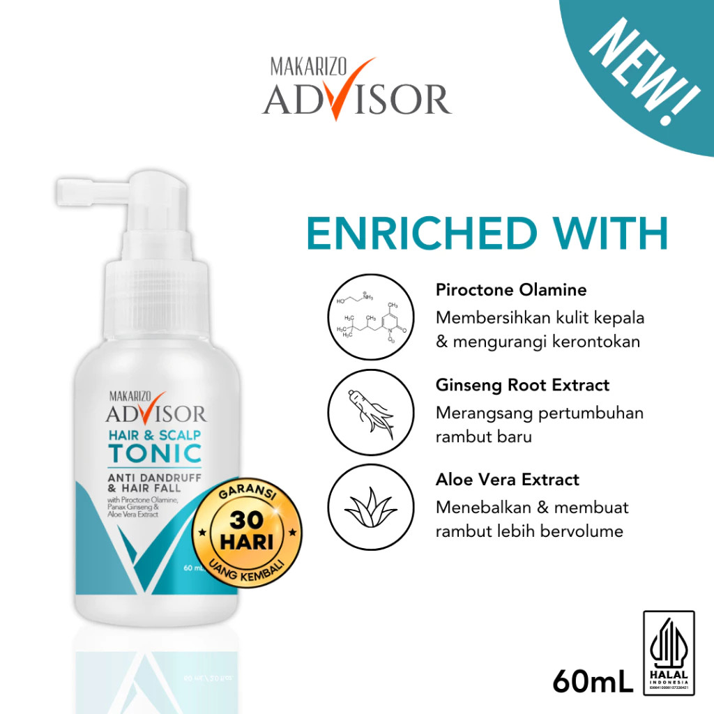 makarizo advisor hair and scalp tonic 60ml/tonic rambut makarizo advisor hair and scalp tonic 60ml/tonic rambut