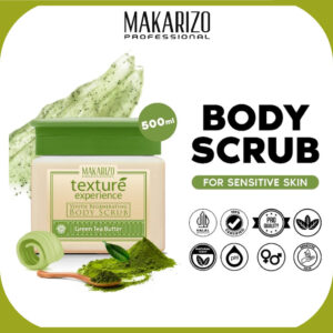 makarizo professional texture experience body scrub green tea 500ml/lulur mandi badan