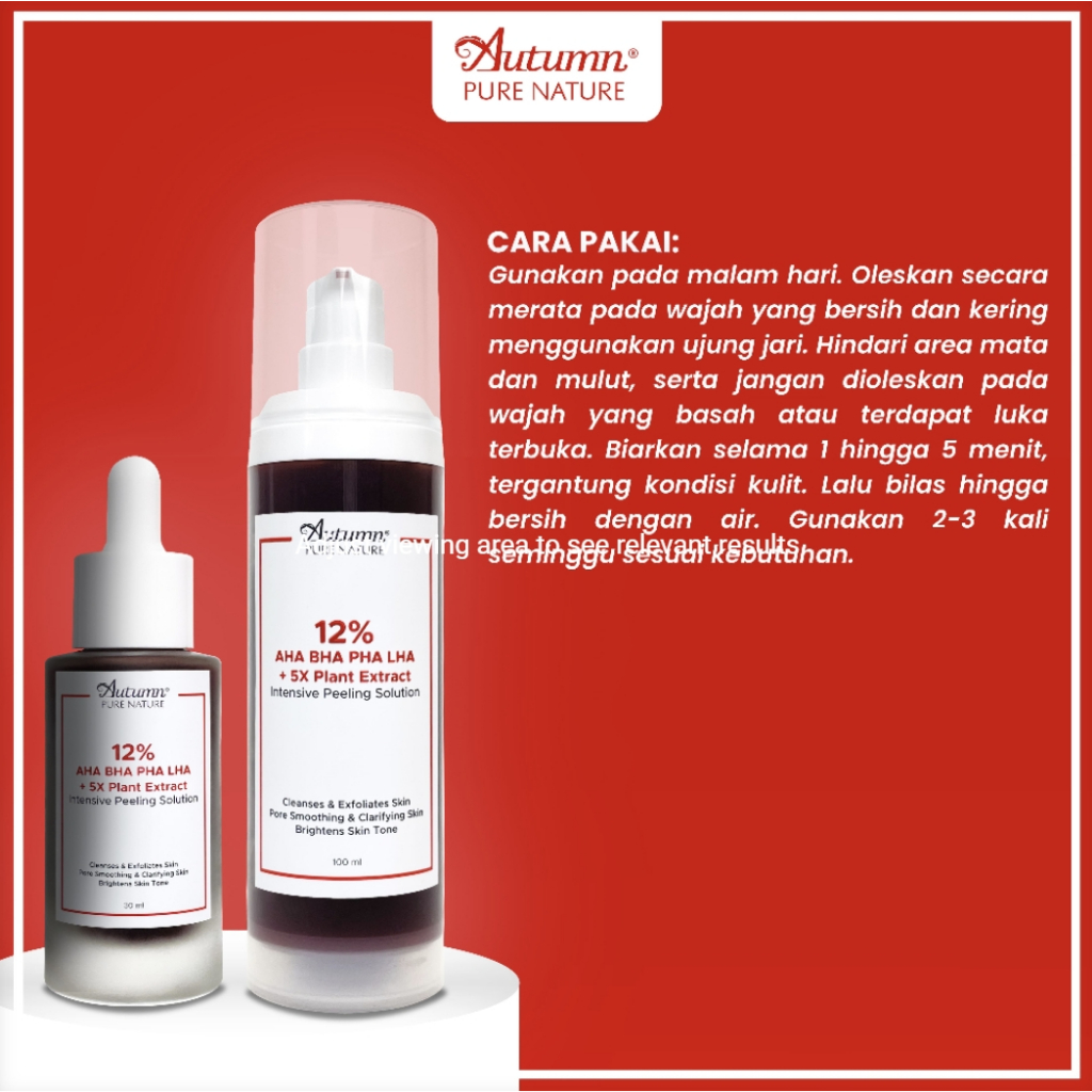 autumn 12% aha bha pha 5x plant extract intensive peeling solution serum 30ml dan 100ml/serum wajah autumn 12% aha bha pha 5x plant extract intensive peeling solution serum 30ml dan 100ml/serum wajah