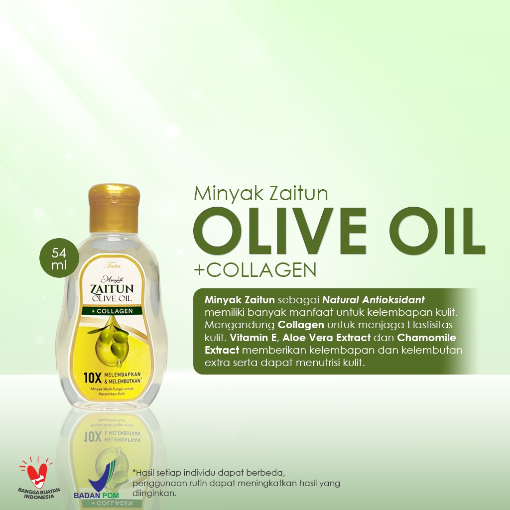 tata minyak zaitun olive oil + collagen 54ml & 100ml/minyak pijat tubuh tata minyak zaitun olive oil + collagen 54ml & 100ml/minyak pijat tubuh