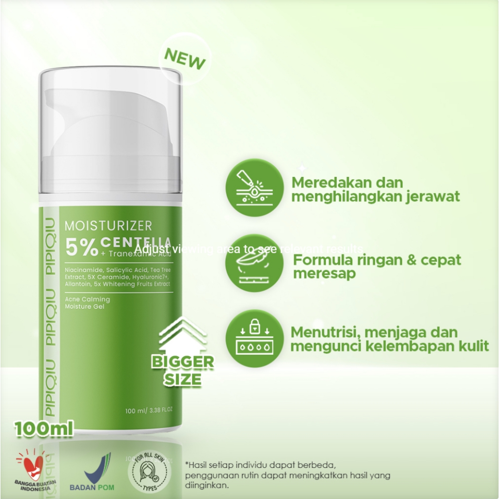 pipiqiu 5% centella acne calming moisture gel 100ml/pelembab wajah pipiqiu 5% centella acne calming moisture gel 100ml/pelembab wajah
