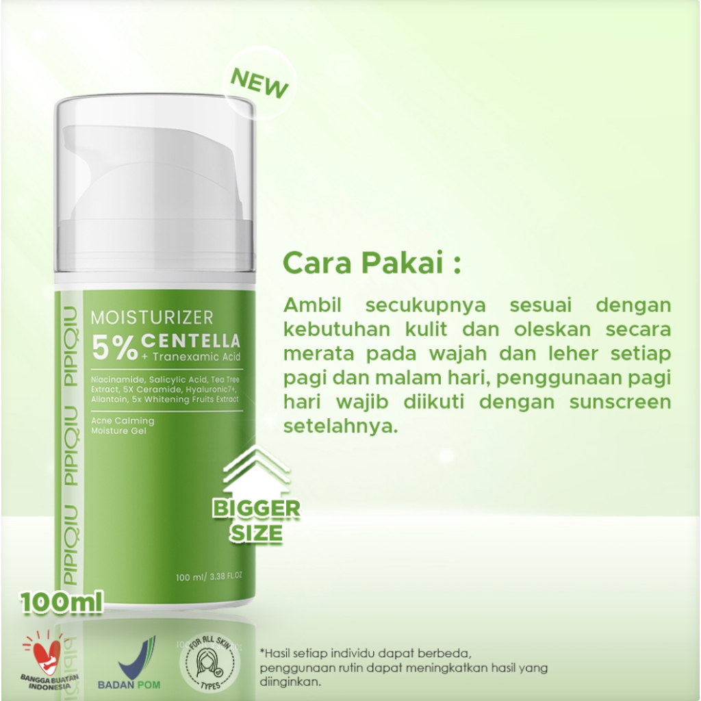pipiqiu 5% centella acne calming moisture gel 100ml/pelembab wajah pipiqiu 5% centella acne calming moisture gel 100ml/pelembab wajah