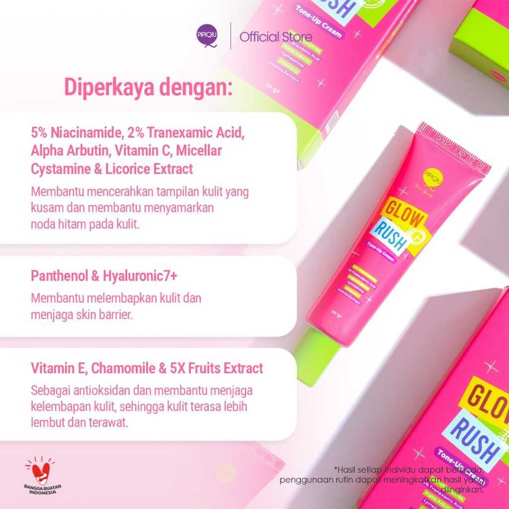 pipiqiu glow rush tone up cream with 5% niacinamide 30g/pelembab wajah pipiqiu glow rush tone up cream with 5% niacinamide 30g/pelembab wajah