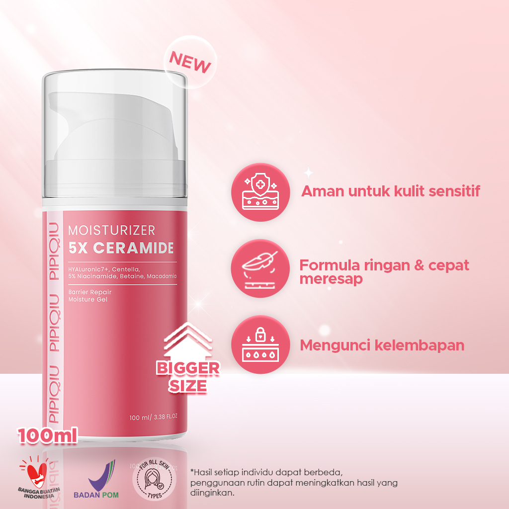 pipiqiu 5x ceramide barrier moisture gel 100ml/pelembab wajah pipiqiu 5x ceramide barrier moisture gel 100ml/pelembab wajah