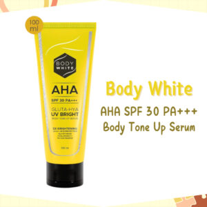 body white aha gluta hya uv bright spf 30 pa+++ body tone up serum 100ml/body sunscreen