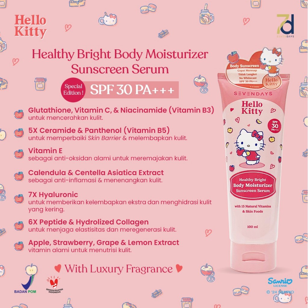 sevendays healthy bright body moisturizer sunscreen serum spf 30 pa+++ 100ml/body lotion sevendays healthy bright body moisturizer sunscreen serum spf 30 pa+++ 100ml/body lotion