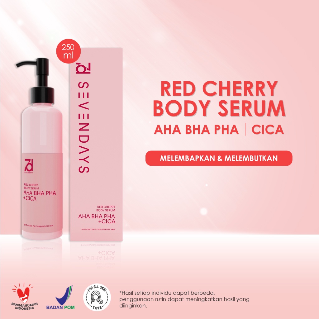 seven days body serum/pear & feersia brightening booster/romansa moisture boost/red cherry 250ml seven days body serum/pear & feersia brightening booster/romansa moisture boost/red cherry 250ml