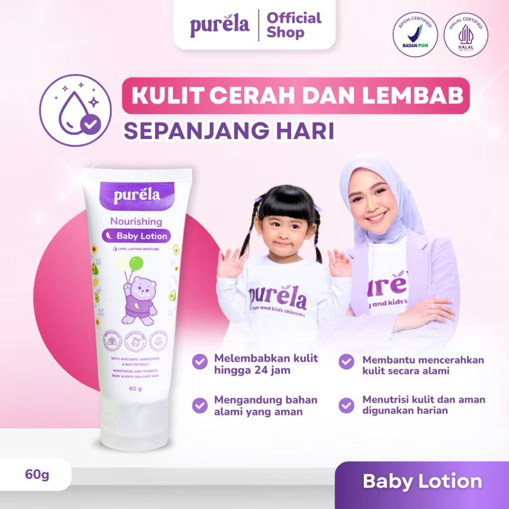 purela nourishing baby lotion 60ml/losion bayi dan anak purela nourishing baby lotion 60ml/losion bayi dan anak