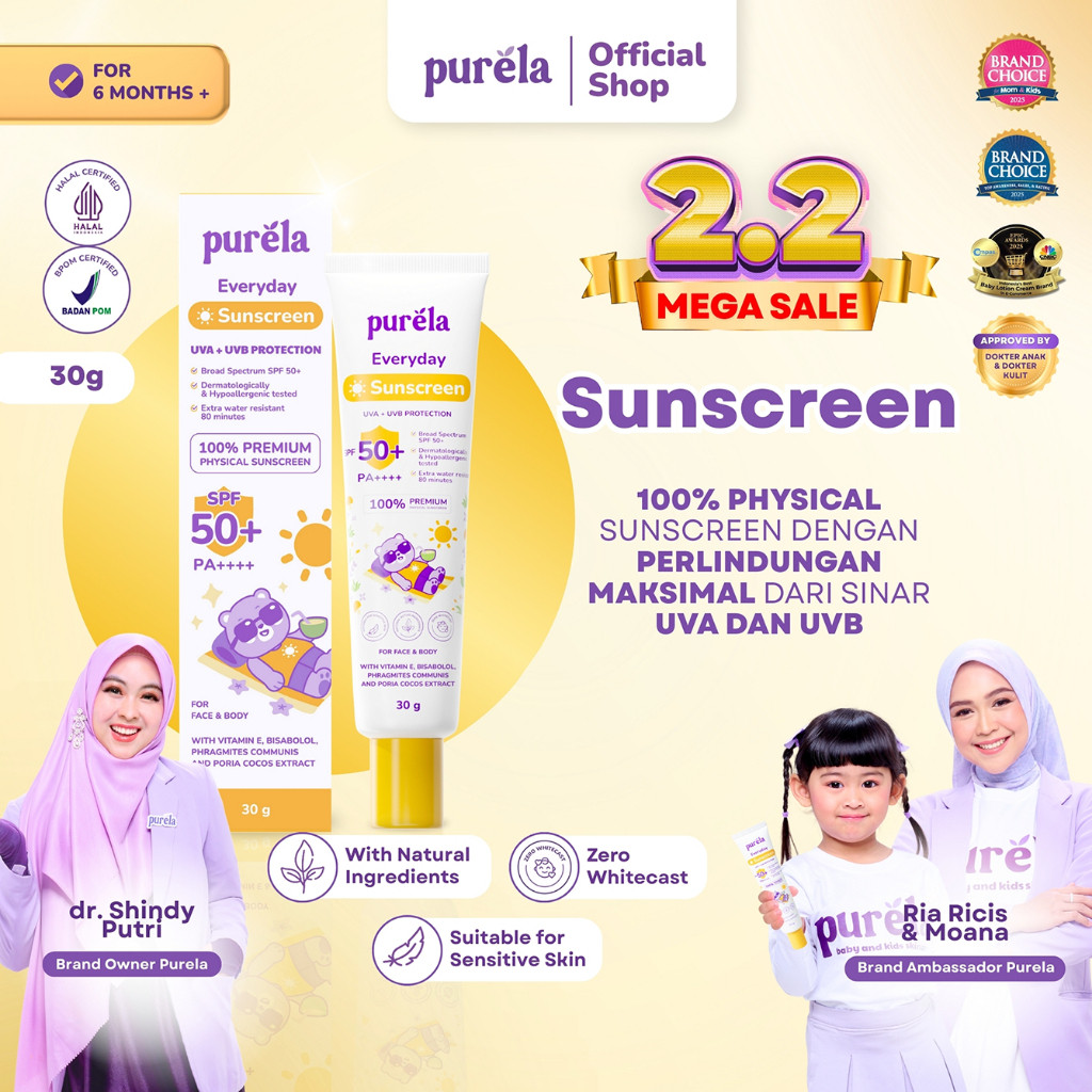 purela baby physical sunscreen 30ml/tabir surya purela baby physical sunscreen 30ml/tabir surya