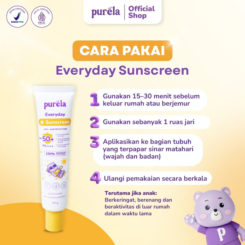 purela baby physical sunscreen 30ml/tabir surya purela baby physical sunscreen 30ml/tabir surya