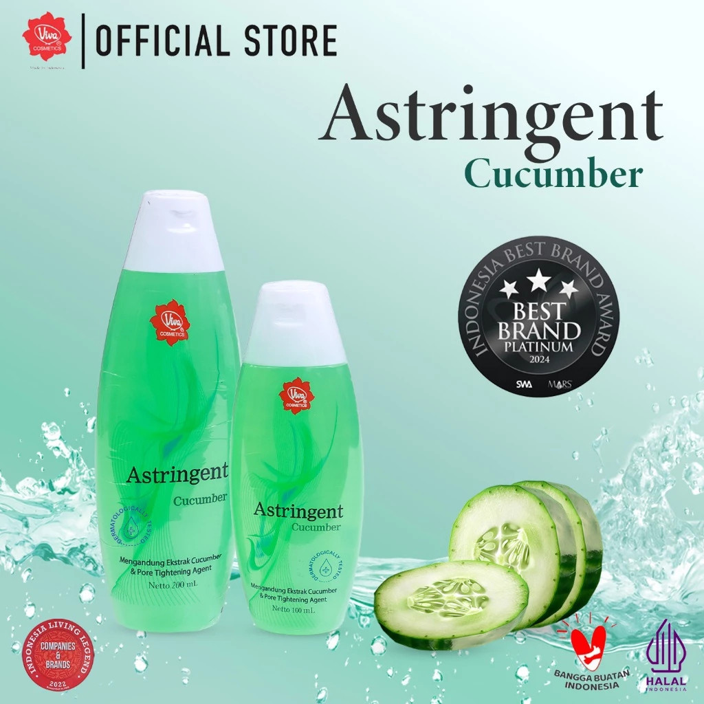 viva astringent cucumber 100ml and 200ml/penyegar kulit viva astringent cucumber 100ml and 200ml/penyegar kulit