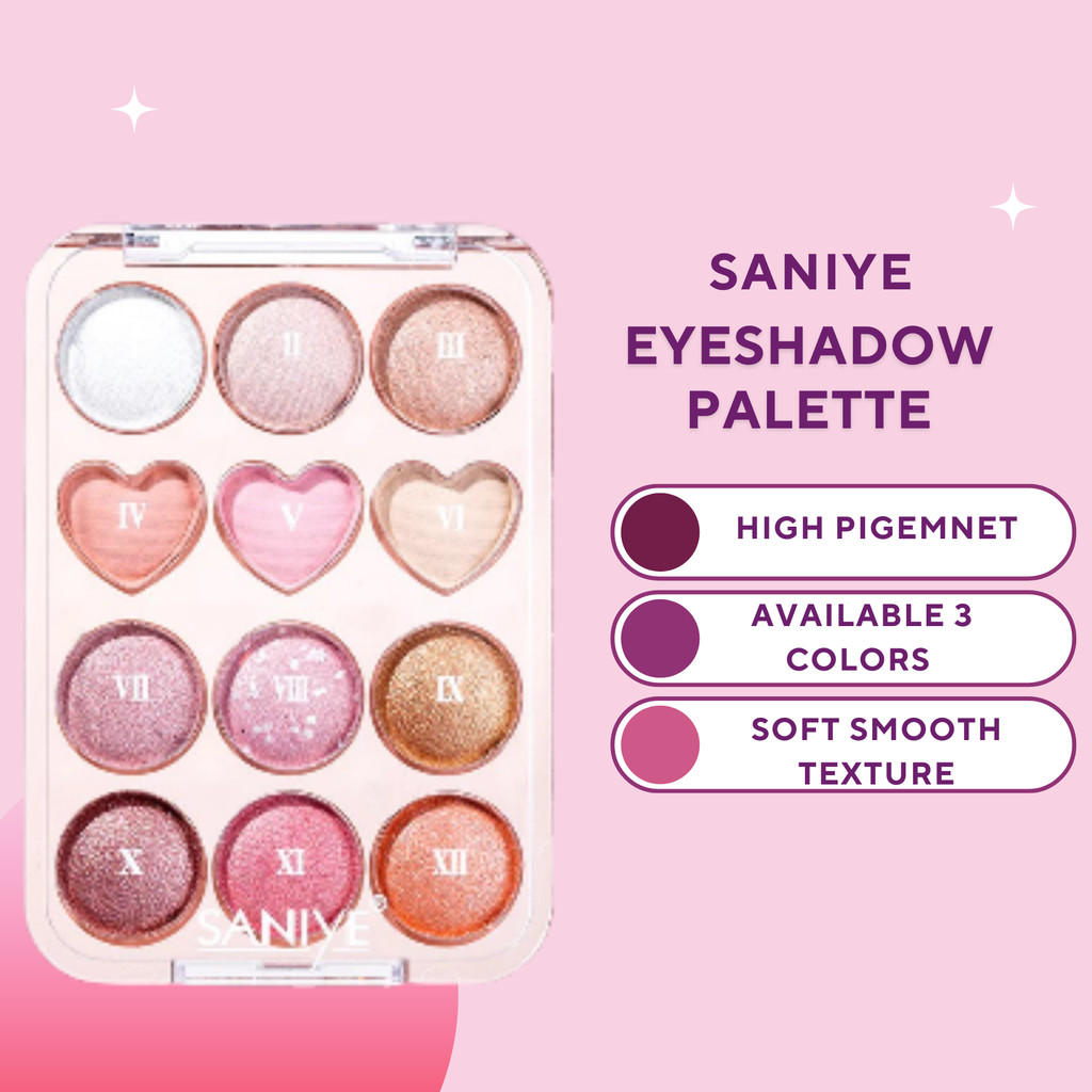saniye 12 colors sweetheart eyeshadow palette 18g/perona mata saniye 12 colors sweetheart eyeshadow palette 18g/perona mata