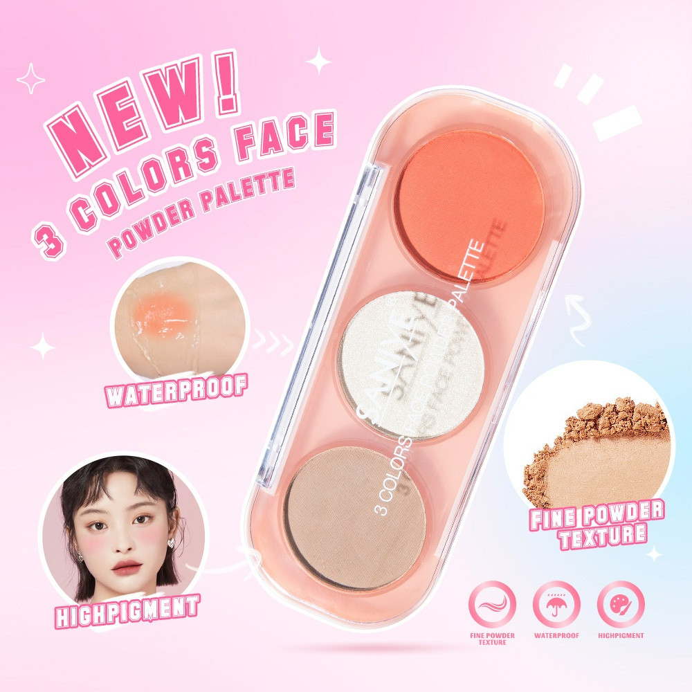 saniye 3 colors face powder palette 9g/perona mata saniye 3 colors face powder palette 9g/perona mata