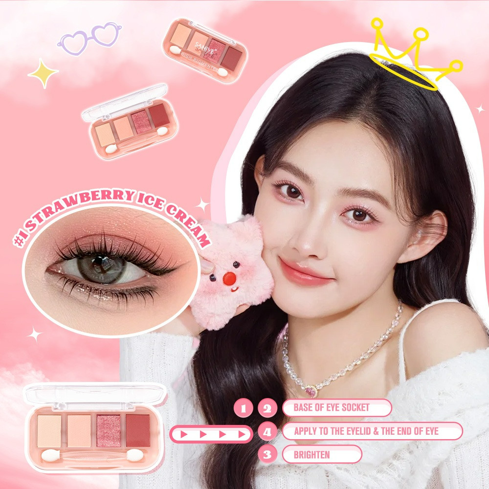 saniye 4 colors eyeshadow palette 4.5g/perona mata saniye 4 colors eyeshadow palette 4.5g/perona mata