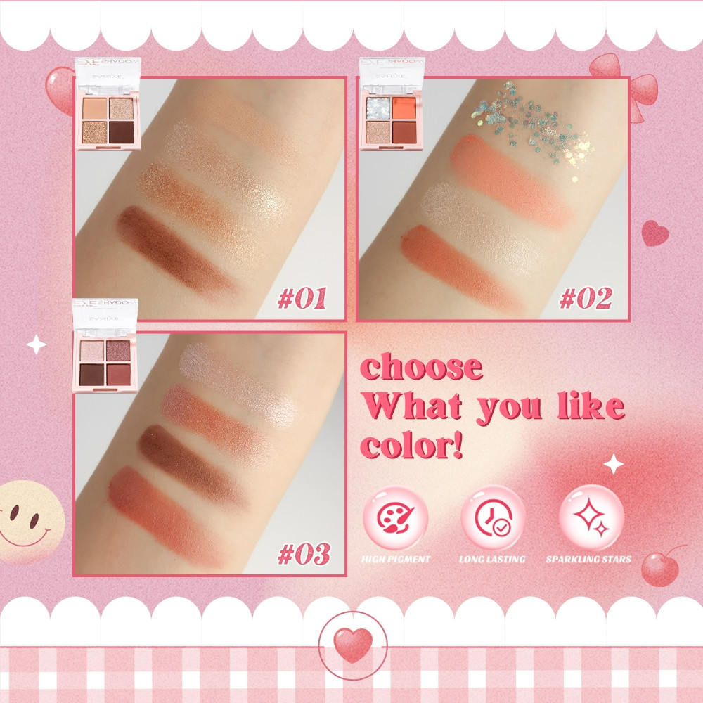 saniye 4 colors glitter eyeshadow palette 4.5g/perona mata saniye 4 colors glitter eyeshadow palette 4.5g/perona mata