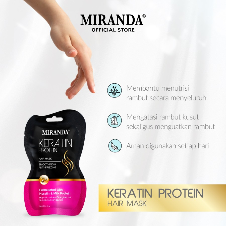 miranda keratin protein hair mask 30gr/masker rambut miranda keratin protein hair mask 30gr/masker rambut