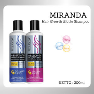 miranda hair growth biotin shampoo original & sunflower oil with conditioner 200ml