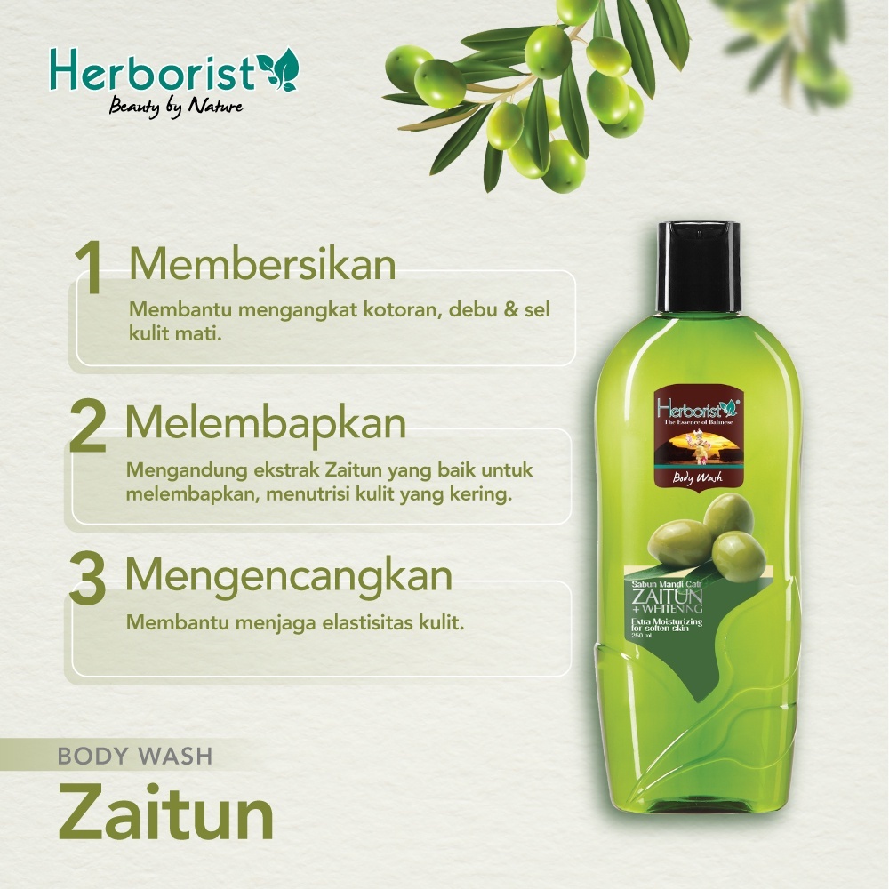 herborist body care body wash zaitun olive & aloe vera 250ml/sabun mandi herborist body care body wash zaitun olive & aloe vera 250ml/sabun mandi