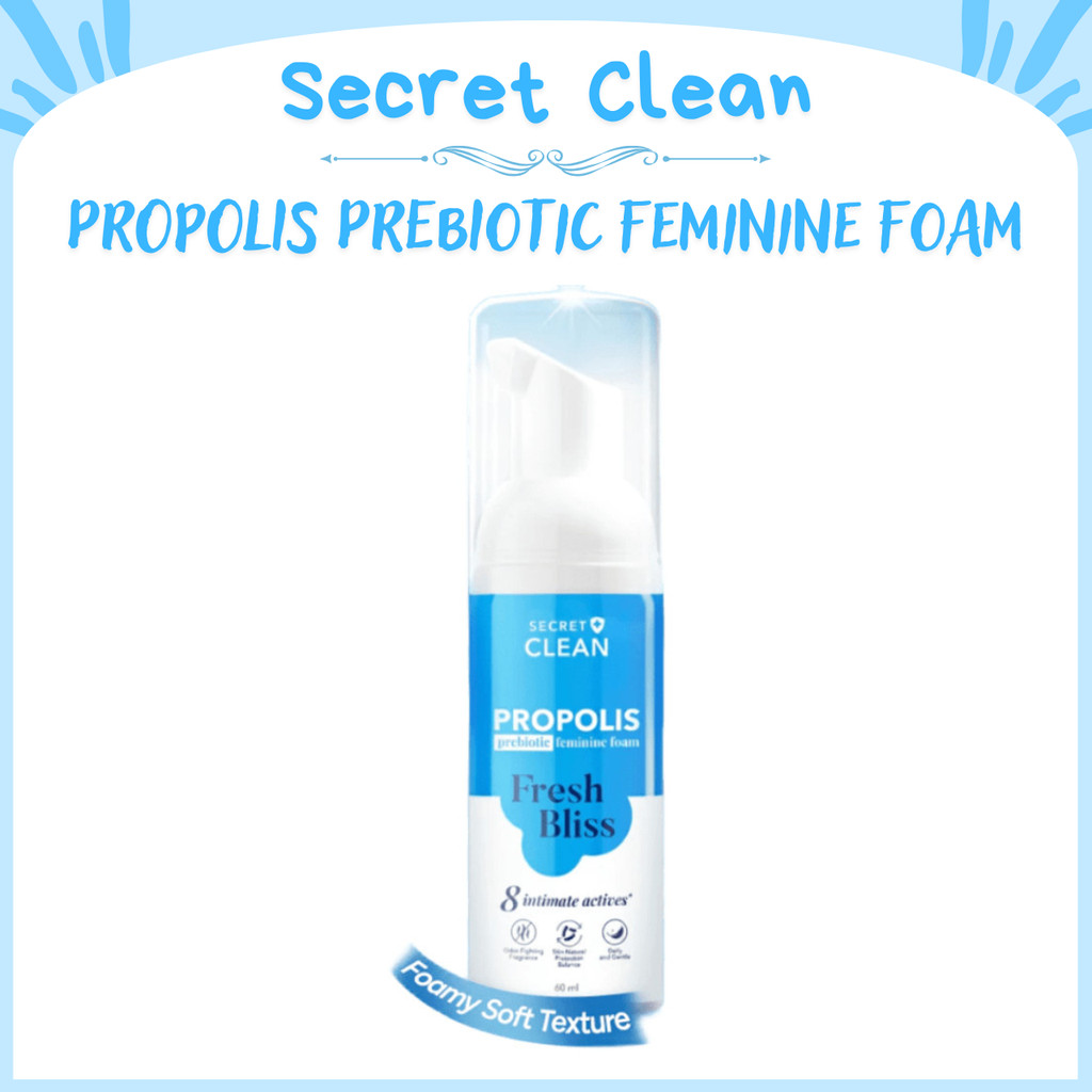 secret clean propolis prebiotic feminine foam 60ml/pembersih intim kewanitaan secret clean propolis prebiotic feminine foam 60ml/pembersih intim kewanitaan