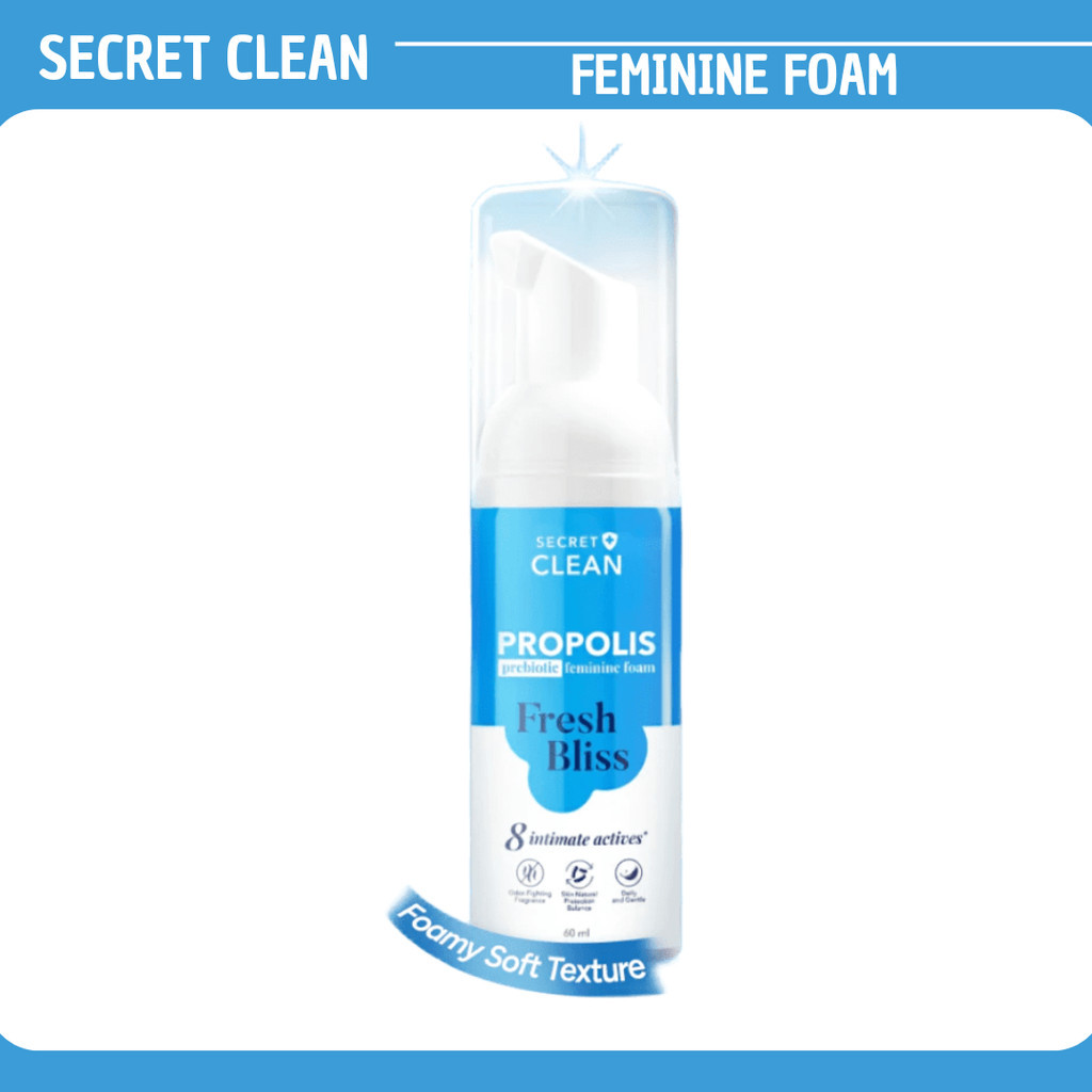 secret clean propolis prebiotic feminine foam 60ml/pembersih intim kewanitaan secret clean propolis prebiotic feminine foam 60ml/pembersih intim kewanitaan