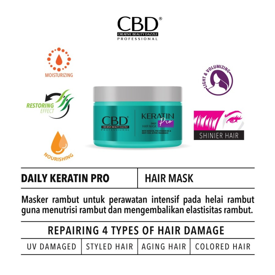 cbd professional keratin pro daily use hair mask 250g / masker rambut cbd professional keratin pro daily use hair mask 250g / masker rambut