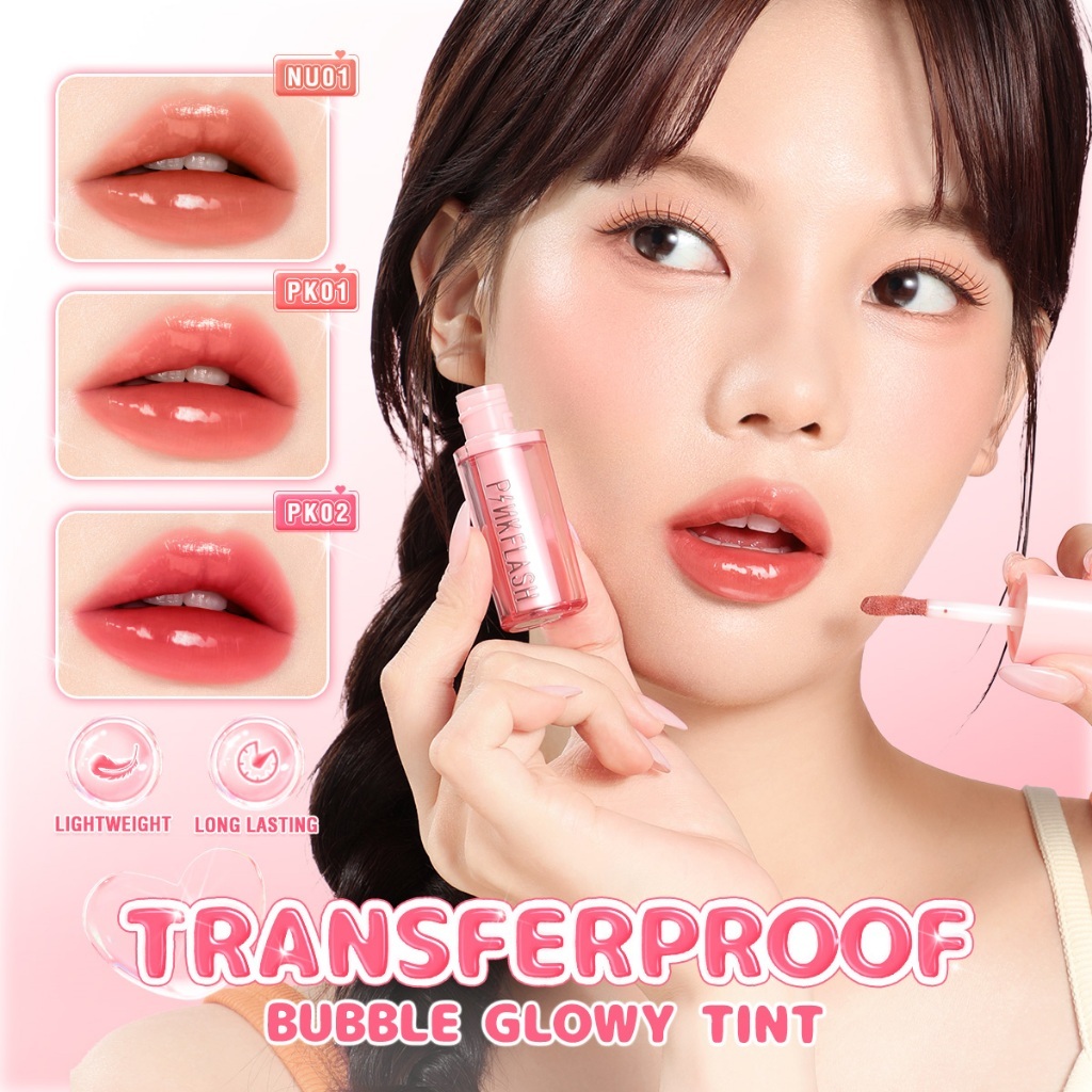 pinkflash transferproof bubble glowy tint/watery lip cream pinkflash transferproof bubble glowy tint/watery lip cream