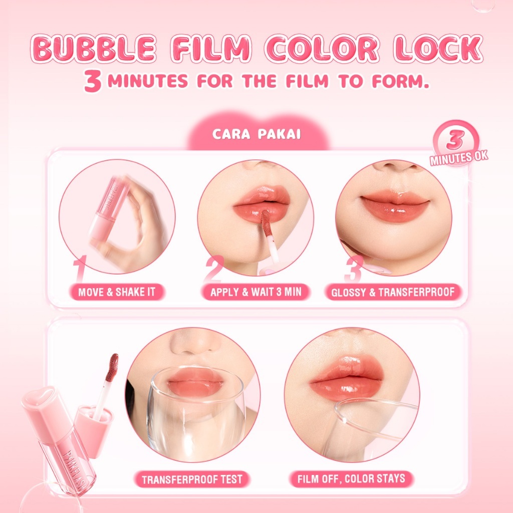 pinkflash transferproof bubble glowy tint/watery lip cream pinkflash transferproof bubble glowy tint/watery lip cream